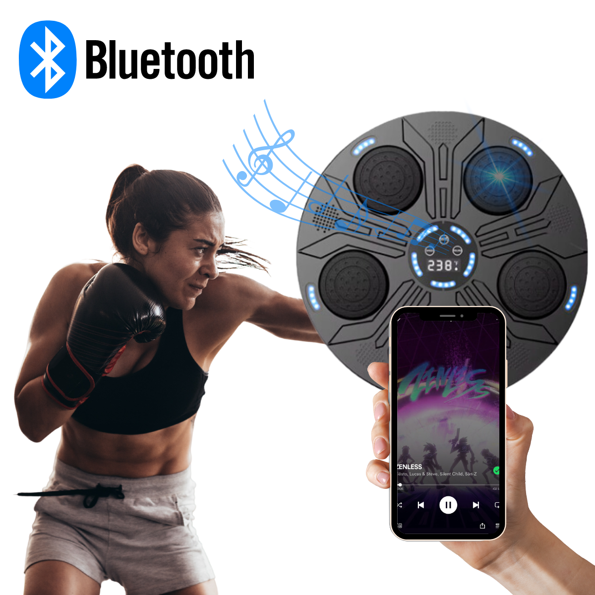 Máquina de Boxeo BOXFIT© - Bluetooth Musical